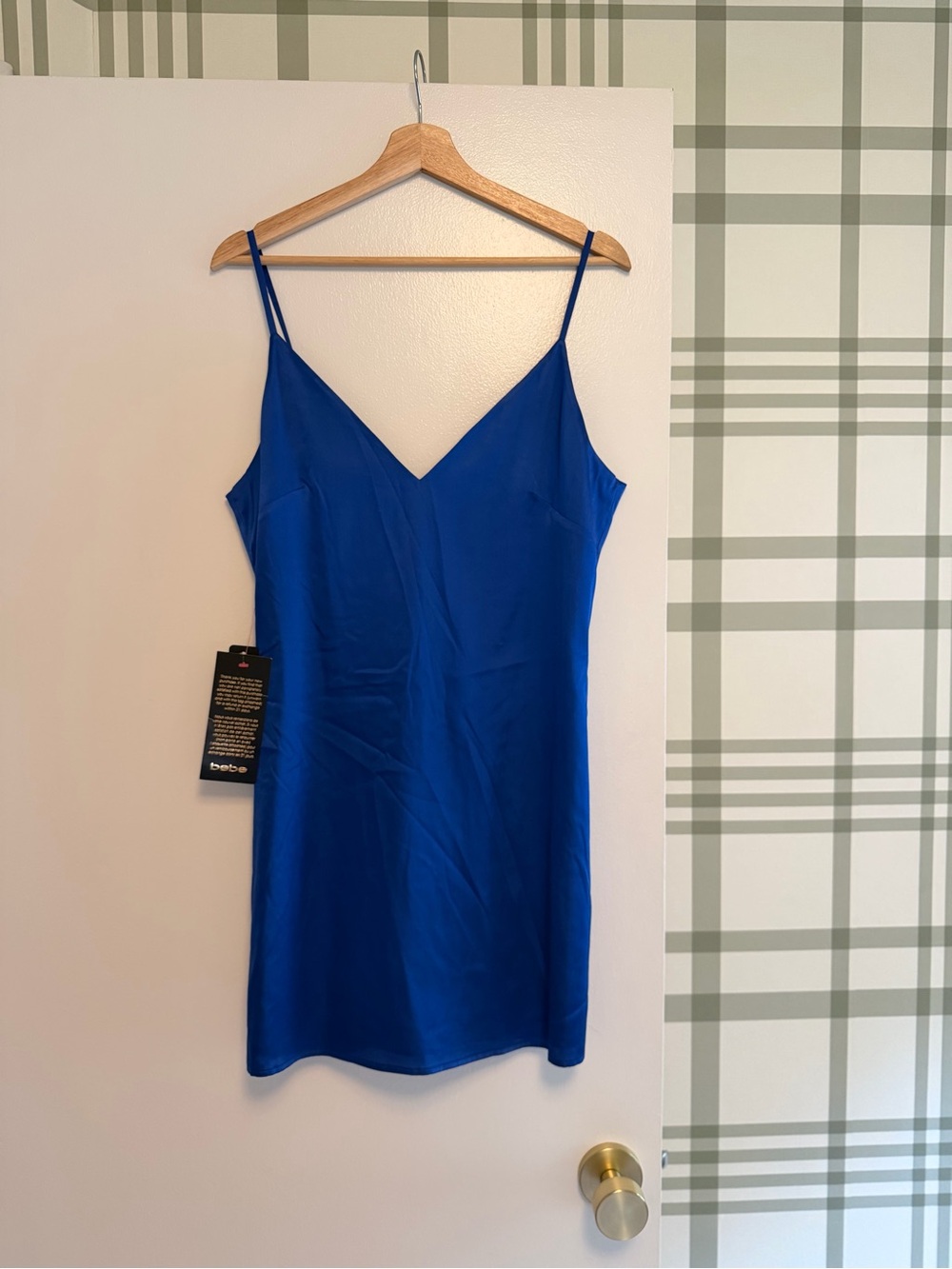 bebe Royal Blue Satin Slip Mini Dress